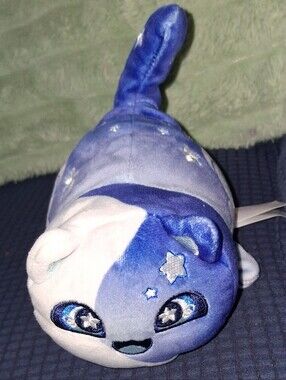 Aphmau MeeMeows blue Celestial Moon Stars cat plush,  6 in